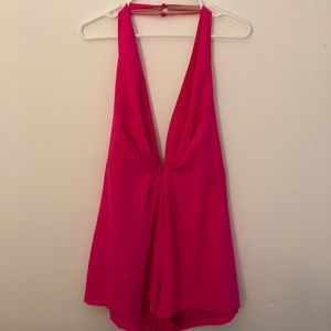 Neon Pink (Backless) Halter Romper